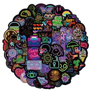 New 600 Piece Set Customizable Neon Graffiti Stickers Waterproof Decorations for Laptops Mobile Phones Skateboards Motorcycles
