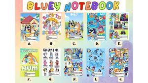 Bluey A5 School Notebook for Kids Boys | Waterproof Laminated Cover | 70 GSM Quality Thick Paper |