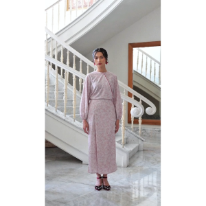 HijabChic Puspa Pink Skirt - Rok Katun Motif Bunga Silluet Lurus
