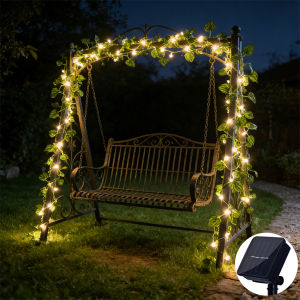 Solar 2M/5M/10M Flower Green Leaf String Light Artificial Vine Fairy Light Tree Eave Garland Light for Party Wedding Home Decor