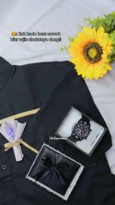 GIFTBOX HAMPER COWOK MUSLIM BAJU KOKO DEWASA KADO ULTAH COWOK - Bahan Katun, Ukuran M, L, XL - Parfum 30ml, Sajadah Jumbo, Sarung Tenun