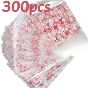 100-500PC Flower Design Plastic Packing Bag Resealable Self-Adhesive Transparent Bag Biscuits Candy Cookies Jewelry Gift Pack