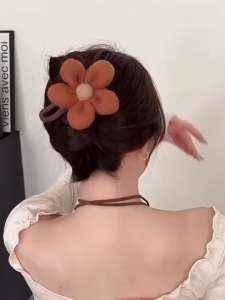 Okey Shop Korean fabric plush flower duckbill hair clip commuting womens hair accessory