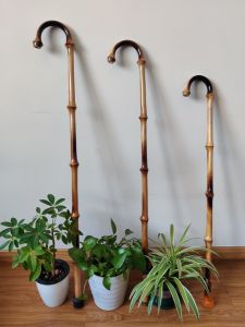 Anti-Slip Bamboo Cane Walking Stick Elderly Gift One-Piece Rohan Bamboo Cane Hiking Trekking Stick Rubber Tip Shock Absorption System