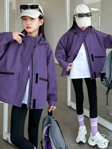 MPW | Girls Spring Autumn Jacket 2025 New Style Korean Version Windproof Zipper Closure Long Sleeve Coat For Big Kids And Preteens