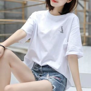 SUSHOUWANGE | Cotton T-shirt Red Large Size Short Sleeve Fashionable Womens T-shirt