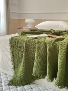 Summer Lightweight Fringed Cotton Blanket