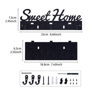 Creative and Simple Wooden Letter SWEET HOME Key Hook Coat Hook Nail-free Storage Hanger Wall Pendant