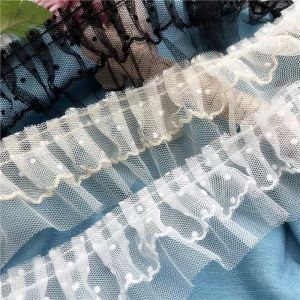 1 Yard Double Layer Ruffled Polka Dot Mesh Lace Trim DIY Garment Accessories Handmade Home Textile Decoration