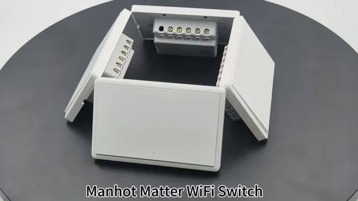 MANHOT WiFi Matter Smart Switch Neutral Wire Optional Push Button Light Switch US Switch Work With Tuya Alexa Google Home