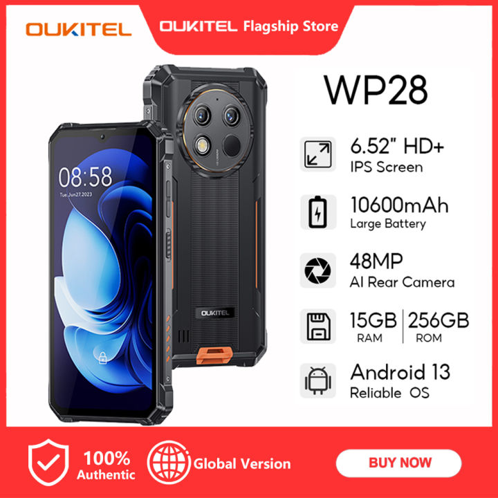 Oukitel WP28 Rugged Smartphone 6.52'' HD+ 10600mAh 15GB+256GB Android13  Mobile Phone 48MP Camera Cell Phone