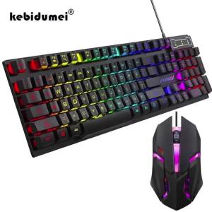 KEBIDUMEI RGB Wired Keyboard USB Classic Gaming Keyboard Ergonomic 104 Keys Esports Keyboard Computer Accessorie For PC Laptop