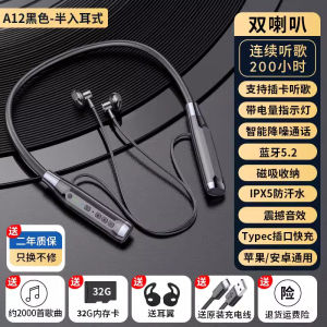 2026 New Wireless Bluetooth Neckband Earphones Double Ear High Bass Large Battery Capacity Running Sports Card Insertion Chinese Brand