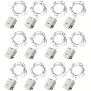 15pcs LED Fairy Light 3 Lighting Modes Silvery Wire Fairy Lights Button Battery Powered String Lights for DIY Decoration