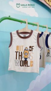 Đồ bộ bé trai Ualarogo ba lỗ sát nách 9 tháng - 4 tuổi vải Petit mềm mịn co giãn thoáng khí 2211