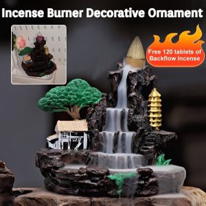[Symbol of Wealth] Alpine Waterfall Backflow Incense Entrance Ornament Home Decor Aromatherapy Cones