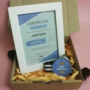 Kado Sertifikat Medali Custom - Hadiah Ulang Tahun Wisuda dengan Gift Box Best Boy Friend yang Murah