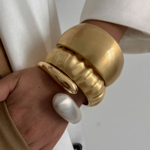 Ingemark Punk Matte Chunky Mở Lắc Tay Vintage Hình Học Kim Loại Vòng Đeo Tay Cho Nữ Cặp Đôi Thời Trang Mùa Xuân Trang Sức