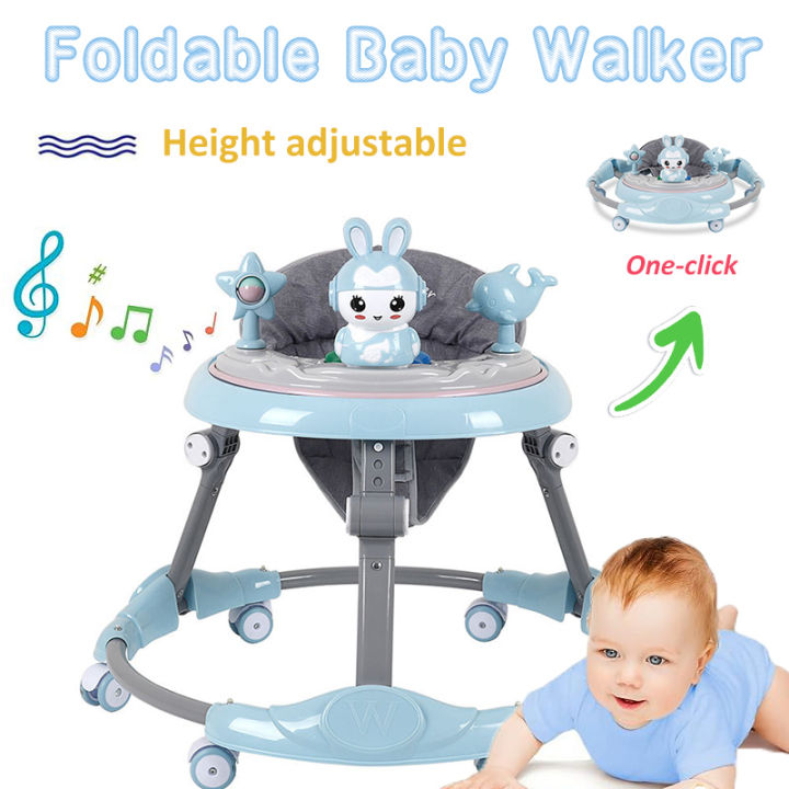 Baby Walker Foldable 7 Gear Height Adjustable Baby Walker with Wheels and Music for Baby Boys and Baby Girls 6 18 Months Lazada PH