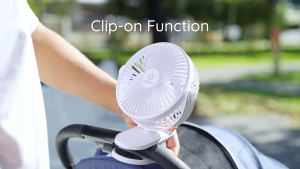BreezeTech® AeroClip – 4800 mAh Clip-On Fan | USB Rechargeable | 4 Wind Speeds | Power Bank Function | Portable & Silent