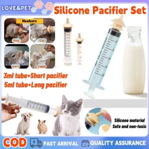 4 Pcs Milk Tube&pacifier Mini Silicone Pacifier Set Kittens Rabbits Non-toxic Feeding Newborn Nipple