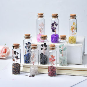 Natural Crystal Crushed Stone Tree Specimen Bottle Various Materials Crystal Glass Drift Bottle Handicraft Decoration