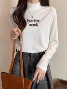 เสื้อสเวตเตอร์คอปกสั้นแขนยาวผู้หญิง 2025 ฤดูใบไม้ร่วง/ฤดูหนาว เสื้อชั้นในนุ่ม ดีลิน ทรงสลิมฟิต ระบายอากาศได้ดี อบอุ่น ปกติ