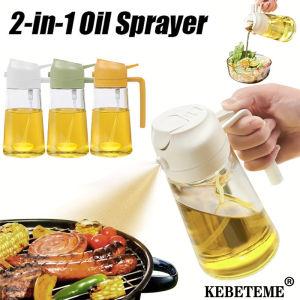 (Local Seller) KEBETEME 2in1 Oil Sprayer Bottle Oil Pourer Kitchen Glass Leakproof Oil Can Oil Dispenser BBQ Kitchen Baking Roasting Picnic Kitchen Tool