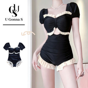 ชุดชายหาดแขนสั้นดันแพดดิ้งรัดรูป2024หนึ่งชิ้นเซ็กซี่สำหรับผู้หญิงชุดชายหาดชุดบิกินี่น่ารักแฟชั่นยืดได้เกาหลี U Gonna S