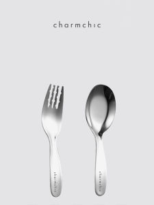 Charmchic Baby Fork Spoon Set Stainless Steel 316 Mini Soup Spoon Dessert Spoon Child Home Use Safe Non-Toxic Cute Design
