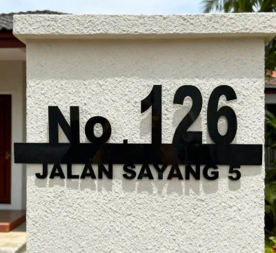 Custom Nombor Plate Rumah No Plat Alamat Rumah 1 Layer Acrylic Double Side Tape Number Plate Rumah