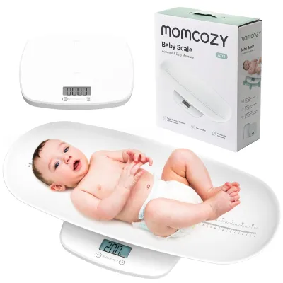 Momcozy Baby Scale Multi-Function Scale for Body Weight and Height Measurement Weighted Feeds with Curved Removable Tray for Newborns Adult Scale & Pet Scale 5 Units Auto-OffDigital LED Screen