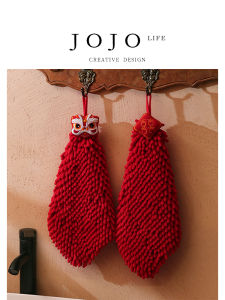 Red Cute Hanging Hand Towel JOJOS L. PD Home Wedding Decorative Absorbent Towel Fresh Style Universal Appeal