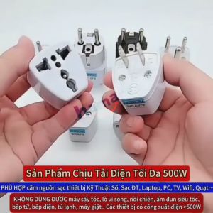 Ổ Nối Điện Chuyển Đổi Đầu Phích Cắm 3 Chấu Sang 2 Chân Dẹt Công Suất Tải 500W Điện Áp 220V Phổ Biến