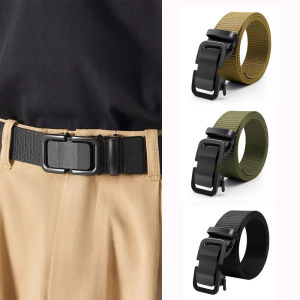 2025 New Mens Canvas Webbing Belt Automatic Metal Click Buckle Outdoor Sports Work Casual Waistband Durable Male Accessory ﻿