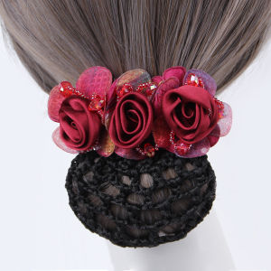 Professional Headdress Flower K-style Minimalist Flower Net Pocket Top Clip Hair Accessories Barrettes Bank Movable Working Wear Hair Updo Hairnet