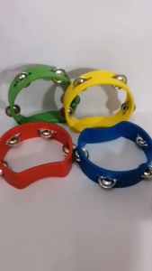 แทมบูรีนไม้ เล็ก เครื่องดนตรีแสนสนุก ของเล่นไม้ เคาะจังหวะ บรรจุ 1 ชิ้น