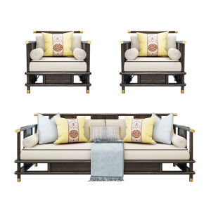 New Chinese Style Sofa Luxury Living Room Combination White Ash Wood Solid Wood High End Chinese Furniture Villa Zen Style