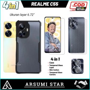 PROMO PAKET MURAH 4 IN 1 CASE VIVO Y12 / Y13 / Y15 / Y17 SERIES HARDCASE ARMOR TPU SHOOKPROF TRANSPARAN CASING + ANTI GORES CERAMIC ANTI SPY + SKIN CARBON 3D + SKIN CAMERA LENS