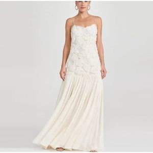 Elegant 3D Flower Long Dress For Women Fashion Patchwork Pleated Sling Party Dresses Female 2025 New Backless Maxi Evening Robes