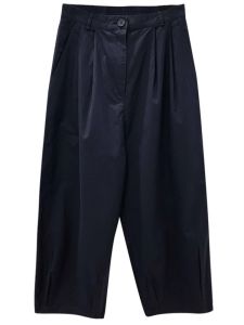 Màu Kaki Thoải Mái Nữ Quần Mỏng Mùa Hè Rộng Rãi Rutabaga Ống Rộng Quần Cao Vòng Eo 8 Bộ Phận Phong Cách Hàn Quốc Đi Lại Quần Tây