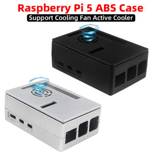 ABS Case for Raspberry Pi 5 Plastic Shell Black Silver Color Support Install Cooling Fan Active Cooler 3.5 Inch Screen for Pi5