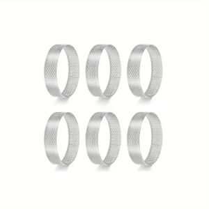 6 PCS/12 PCS Perforated Tart แหวนสําหรับเบเกอรี่สแตนเลสรอบเค้กแหวนขนมฝรั่งเศสแม่พิมพ์ผลไม้ขนาดเล็ก Tart แหวนเบเกอรี่