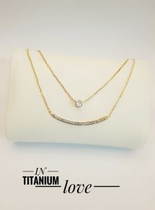 Kalung Titanium 2 Layer Gold Anti Karat Terbaru Xds2602a