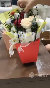 Kraft Handle Box Budget / Box Bunga Untuk Bouquet / Thickened Handheld Kraft Paper Flower Box Bag for Festival Decorations Planting Succulents Bouquet