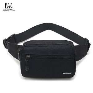 LouisWill Men Sports Waist Bag Fashion Men Bag Chest Bag for Men Sports Bag Waterproof Oxford Three Zipper Large Capacity Design Running Bag Portable Gym Bag for Running Cycling Hiking Walking Belt Bag Original for Men Bag for Men Beltbag for Men