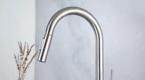 Oulai-Home Kitchen Single Cold Water 304Stainless Steel Pull Out Faucet Universal Rotatable Sink Tap