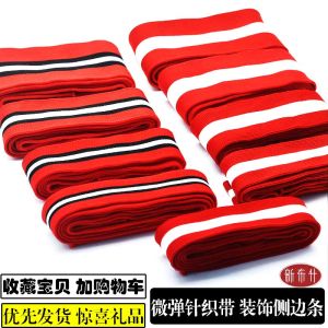 Red White Knitted Ribbon 5cm Wide DIY Handmade Casual Sports Wear Sleeve Edge Pants Side Decoration Silk Ribbon