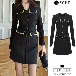 ZYHT EraVogue เดรสผู้หญิง เดรสผัก เดรสแขนยาว เดรสสูท เดรสคอวี เดรสไฮโซ เดรสวินเทจ เดรสออกงาน เดรสปาร์ตี้ เดรสฝรั่งเศส 9732