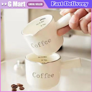 Mini Ceramic Milk Cup Creamer Jug Small Espresso Coffee Measuring Milk Pitcher with Handle Latte Mixer Scale Measure Mugs